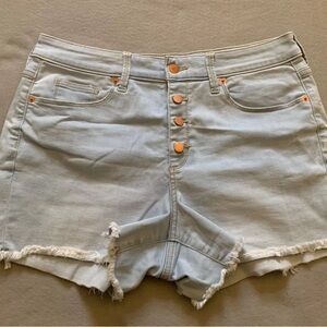 Universal Thread Jean Shorts Light Blue Denim Cut Off Stretch Button Womens 10